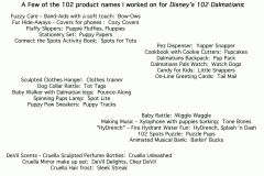 102 Disney Dalmatian Product Names